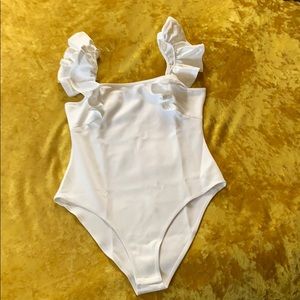 SHEIN White Ruffle Bodysuit